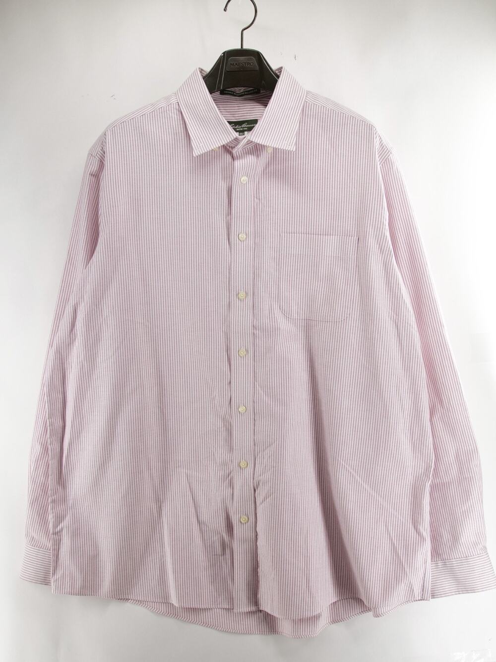 Eddie Bauer Men's 2XLT Pink Pinstripe Button Up Shirt Wrinkle Resistant Relaxed
